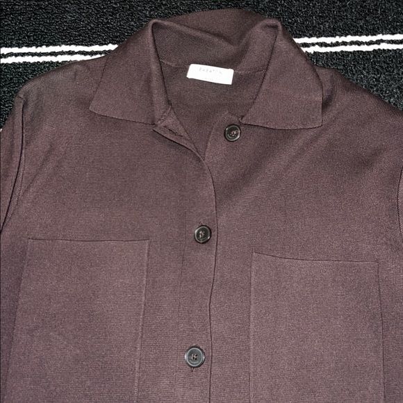Aritzia Babaton Society Sweater Shirt in Rich Mocha Brown - Picture 3 of 7